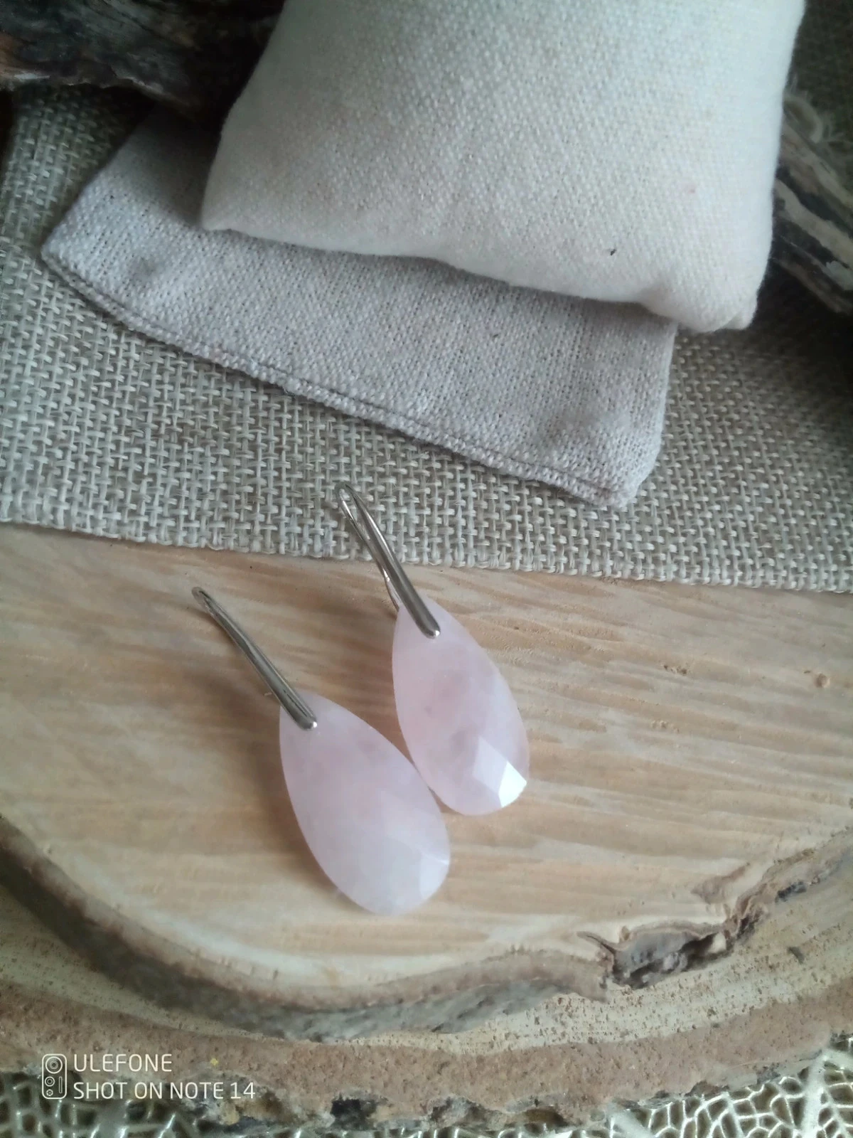 Boucles d'oreilles pierres naturelles de quartz rose – photo 2